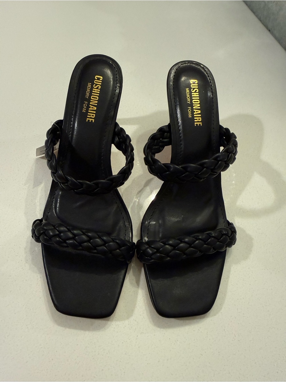Cushionaire Black Braided Double-Strap Heels